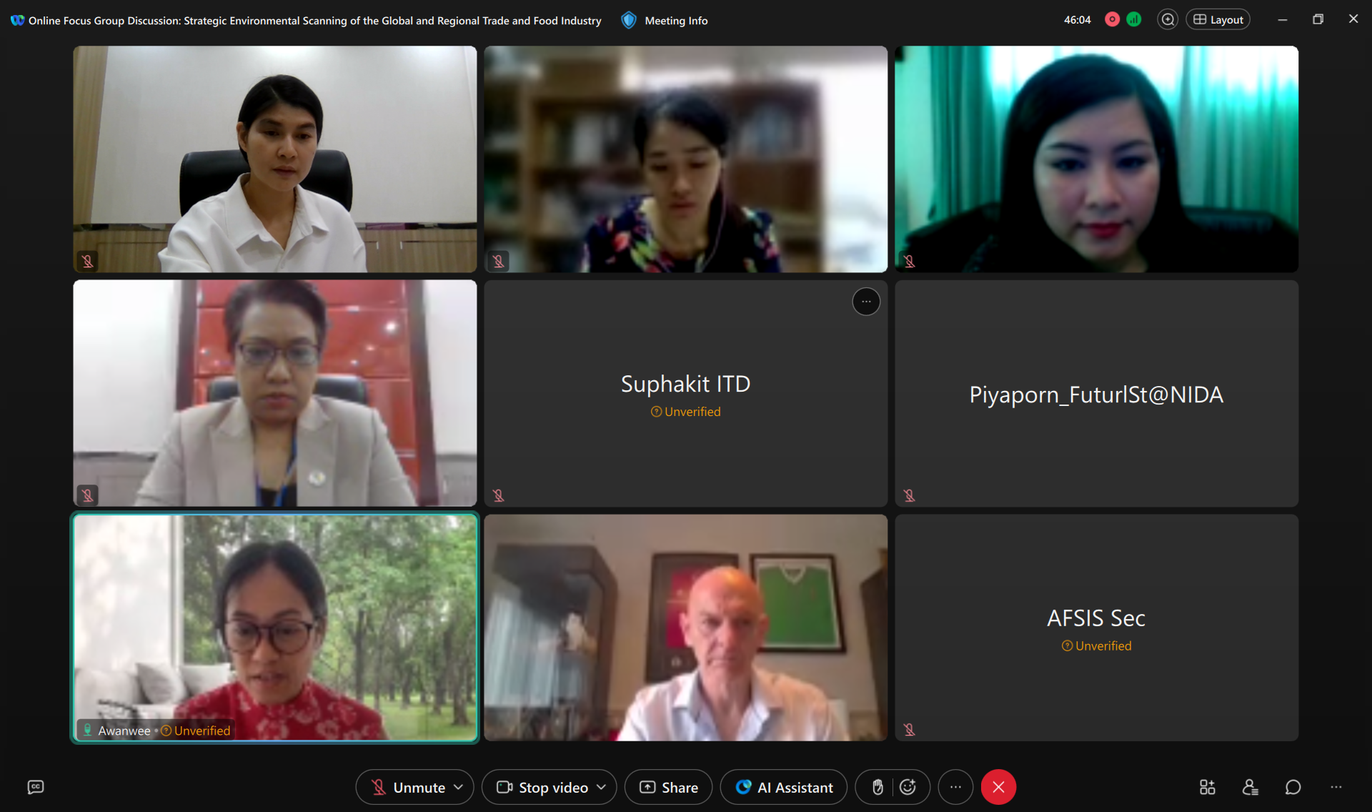 Online Focus Group Meeting with The International Institute for Trade and Development (ITD)