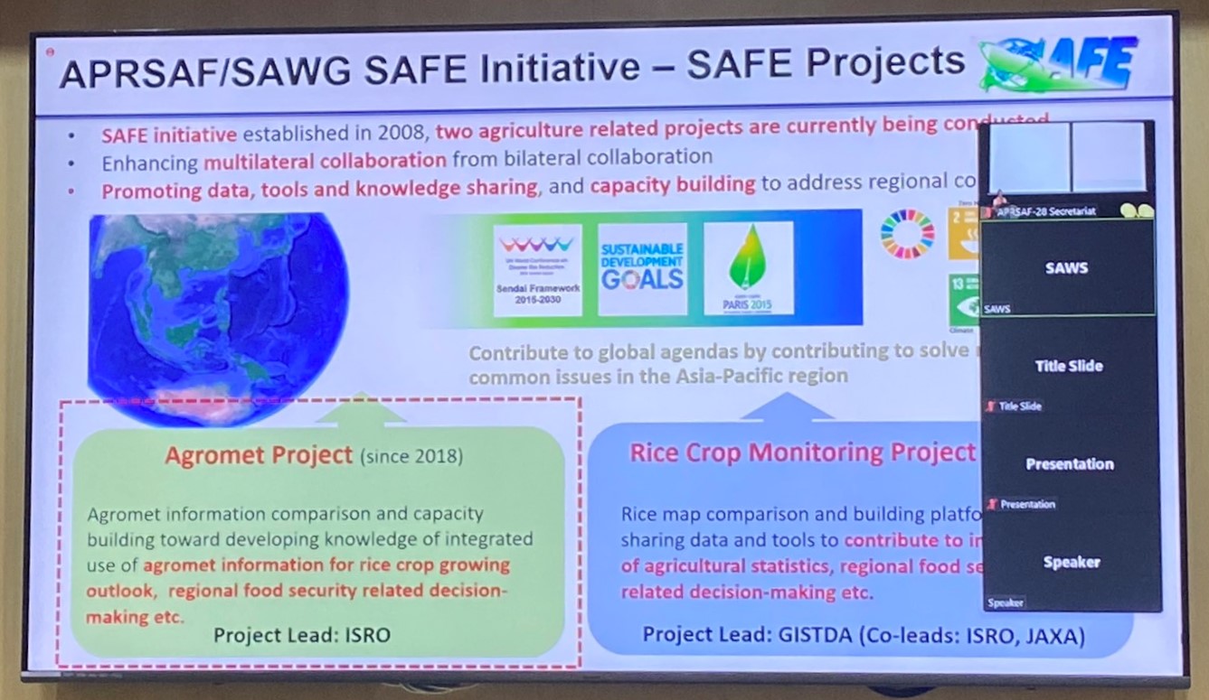 Satellite Applications for Societal Benefit Working Group (SAWG) in the APRSAF-28 meeting